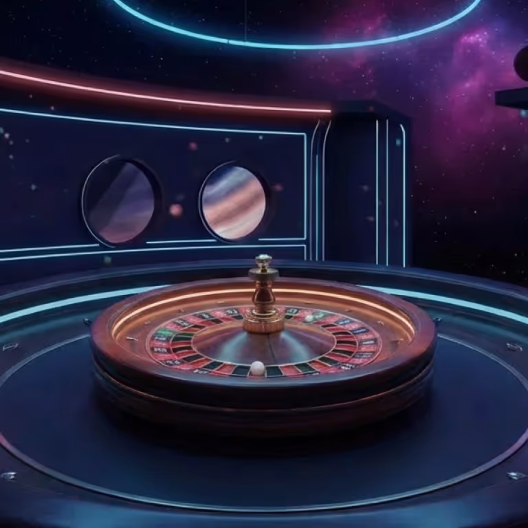 Rainbet Casino featuring a poker table stacked with chips and cards in a modern high-rise lounge overlooking the city skyline.